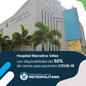Hospital Marcelino Vélez con disponibilidad del 50% de camas para pacientes COVID-19
